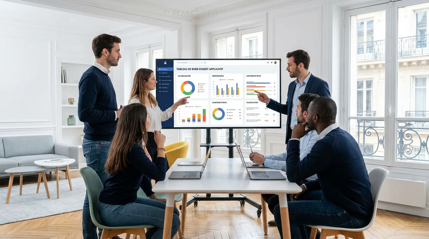 Équipe de développeurs analysant un audit d'application web existante