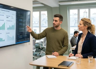 Développeur et fondateur estimant le coût d'un logiciel SaaS sur mesure